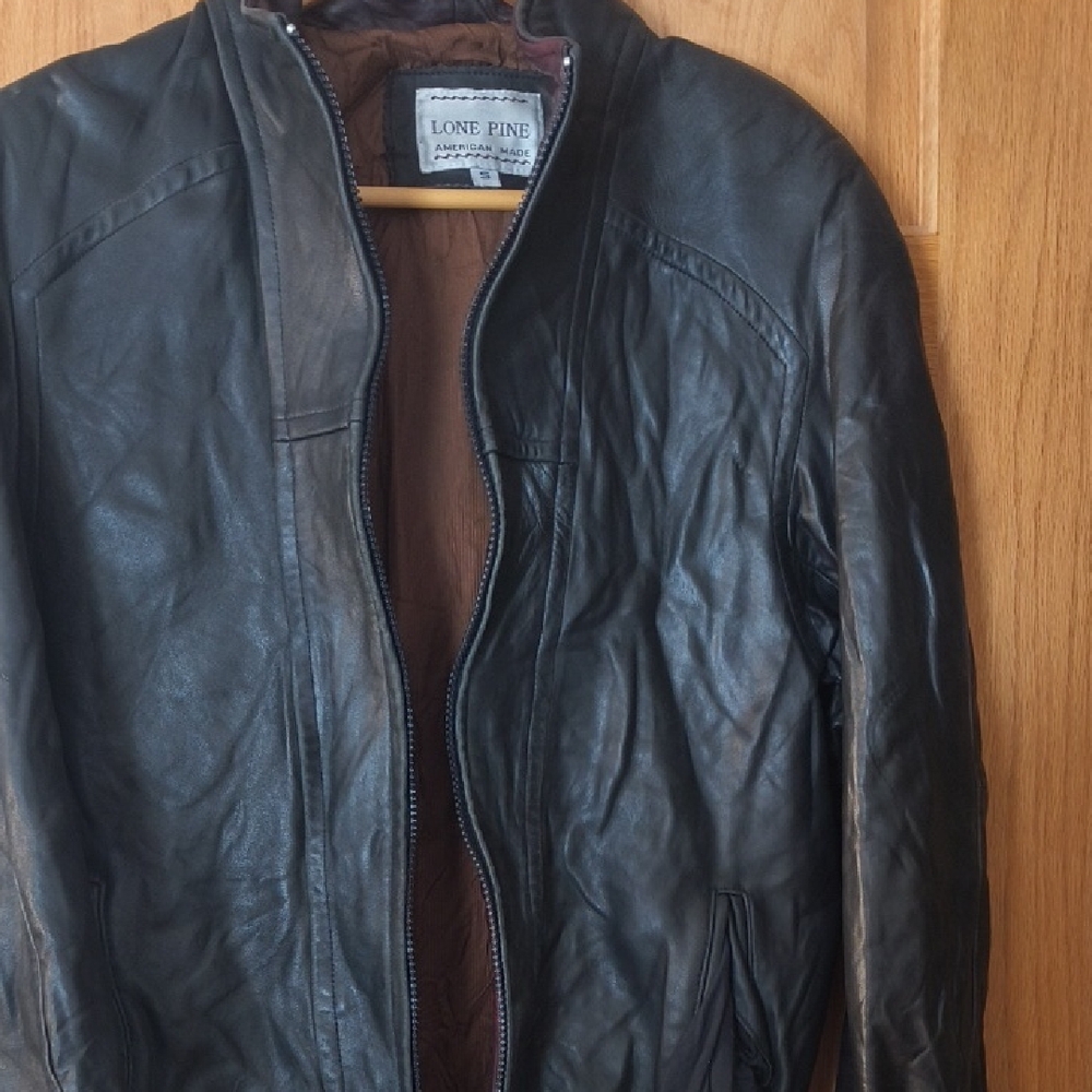 Men's Dark Brown Leather Bomber Jacket